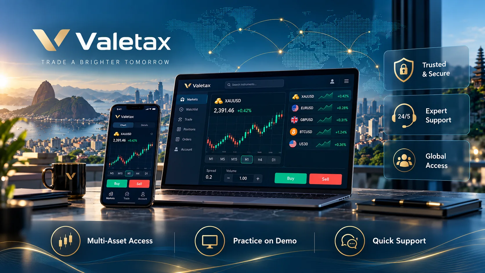 Illustrative trading dashboards and platform tools